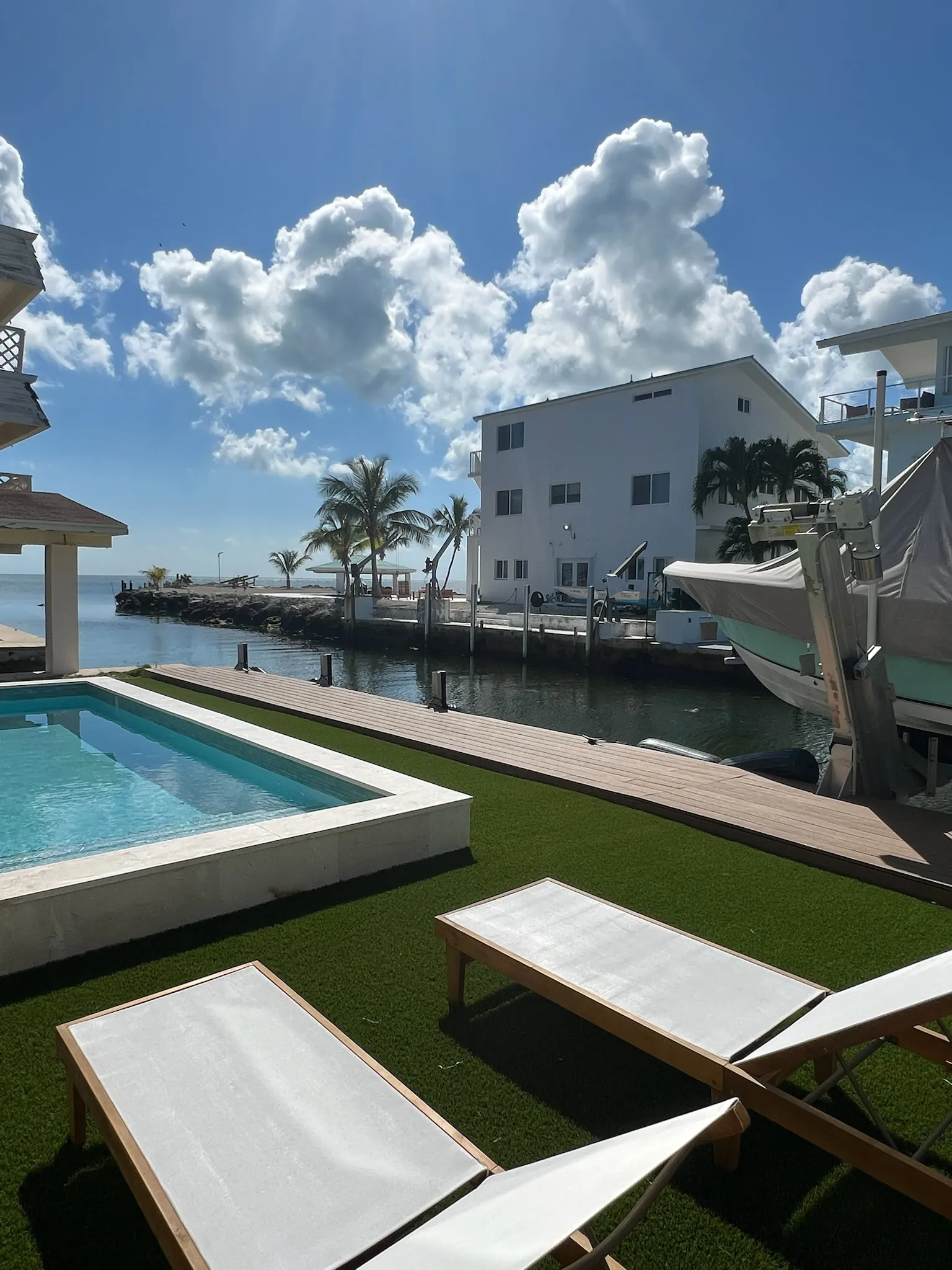 Pool deck looking out to the canal